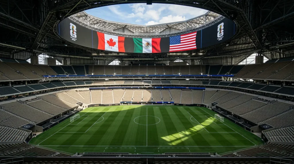 Three host nation stadiums for the 2026 FIFA World Cup in the United States Mexico and Canada