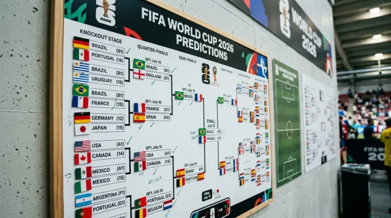 Tournament bracket and prediction board for the 2026 FIFA World Cup