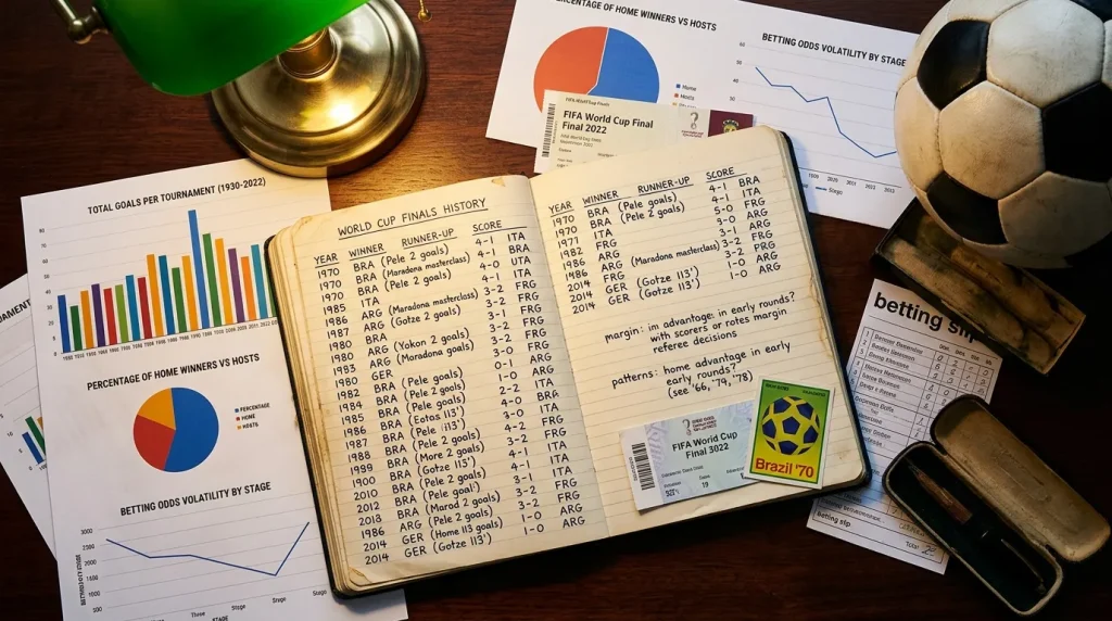 Historical World Cup results data and betting pattern analysis across 22 tournaments
